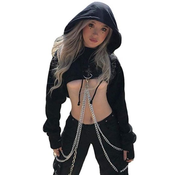 Chained N' Dangerous Cropped Hoodie (b)